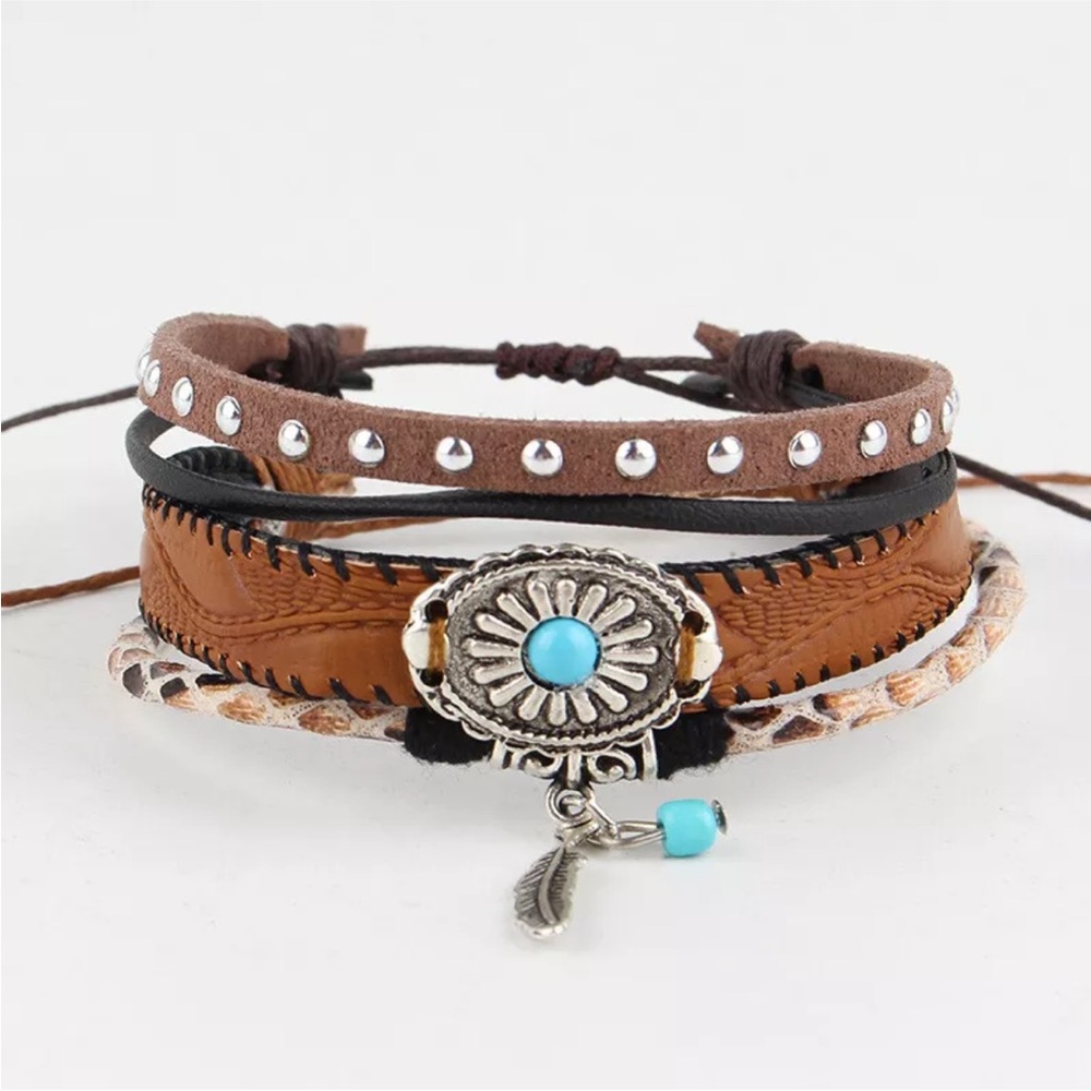 Tassel pure hand-woven bracelet multi-layer PU bracelet couple original bracelet